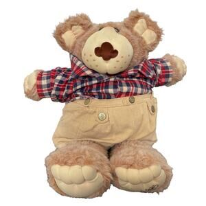 Furskins Bear Boone Bee Keeper Plush 22" Vintage 1980s Toy Xavier Roberts READ